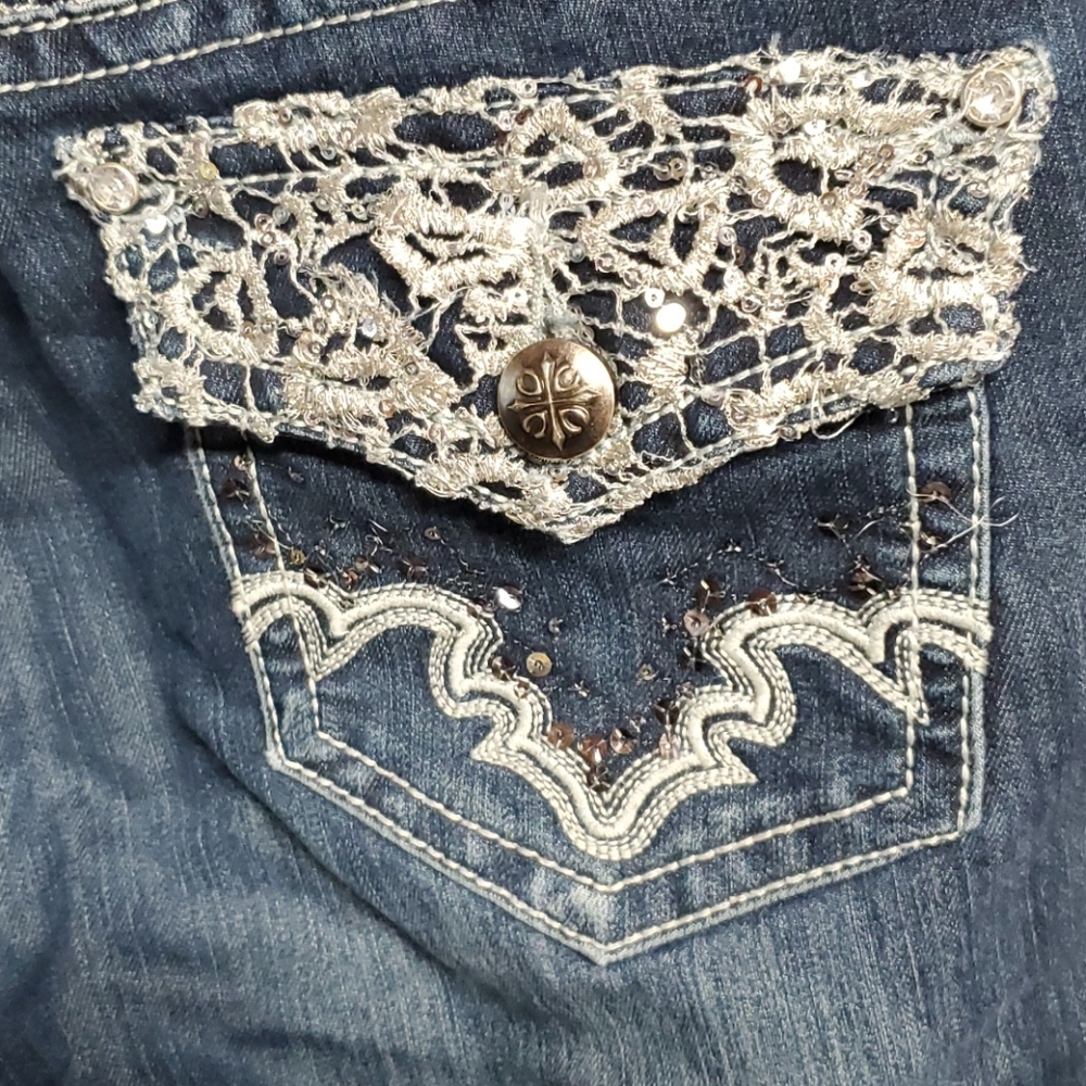 Sz 15 Juniors Soundgirl jeans, boot cut, lace